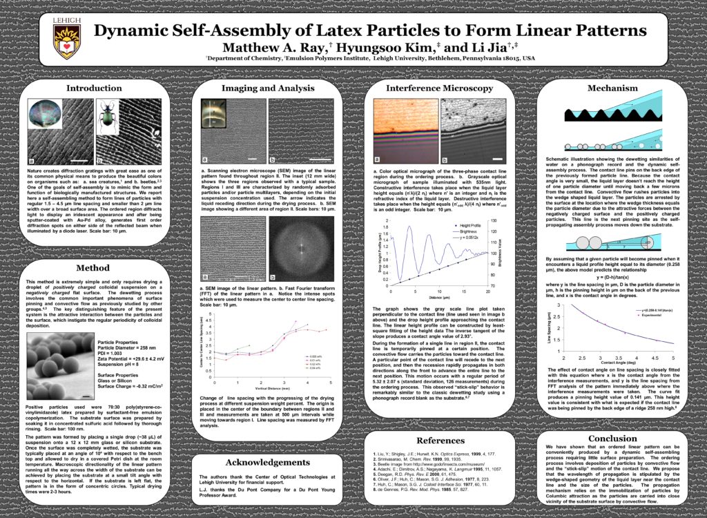 Ray_Matthew_Dynamic Self-Assembly_of_Latex_Particles_to_Form_Linear_Patterns_ACS_Poster_2004