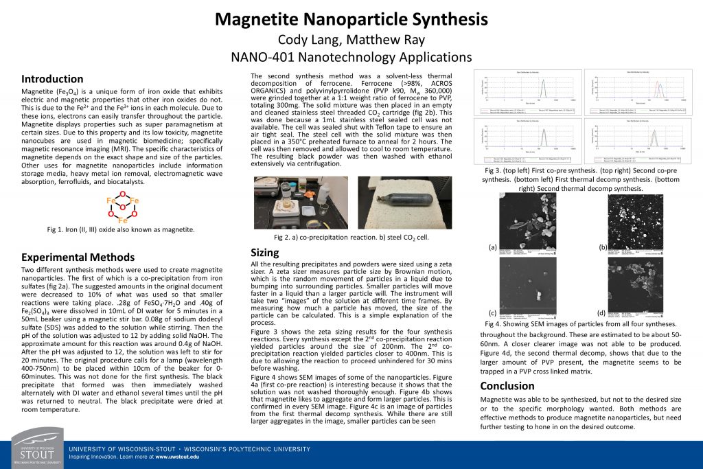 Cody Lang - POSTER - Magnetite Nanoparticle Synthesis